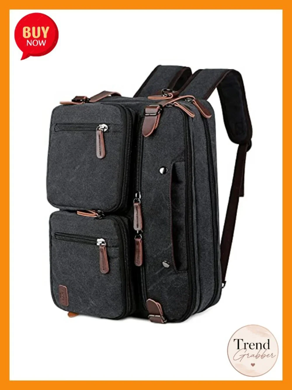 Convertible Briefcase Backpack 17 Inch Laptop Bag Canvas Business Travel